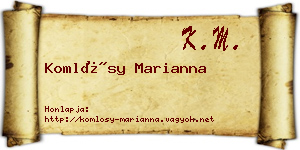 Komlósy Marianna névjegykártya